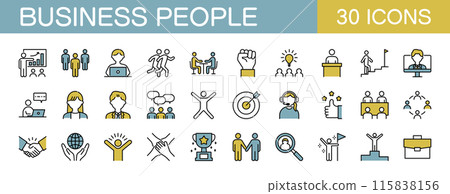 Business and working icon set color 115838156