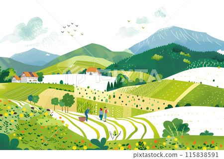 安曇野2號夏季鄉村景觀 115838591