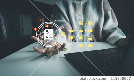 Document Management System, Officer manage files, Online document database management, automated processes to manage system, ERP enterprise efficient, business technology 115838607