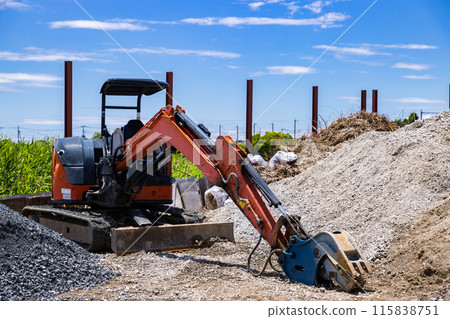 Soil receiving yard Heavy equipment backhoe 115838751