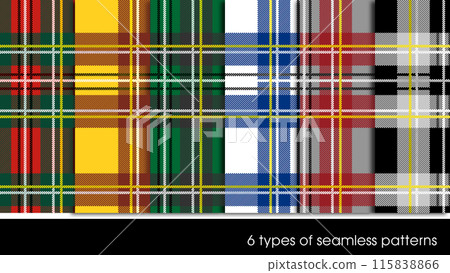 A set of luxurious tartan check seamless patterns. A variety of stylish check patterns. A set of luxurious tartan check seamless patterns. A variety of stylish check patterns. 115838866