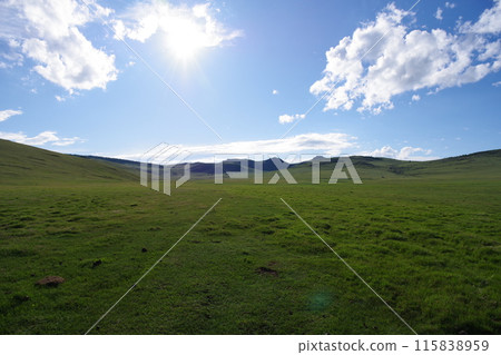 Mongolian grassland and blue sky 1 Mongolian grassland and blue sky 1 115838959