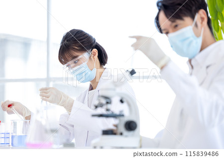 研究圖像 在實驗室工作的男性和女性 115839486