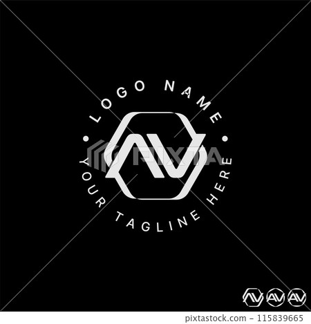 Logo design graphic concept creative premium abstract vector stock letter initial AV font flip mirror hexagon. Related to monogram typography branding 115839665