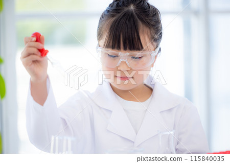 Elementary school girl studying science Elementary school girl studying science 115840035