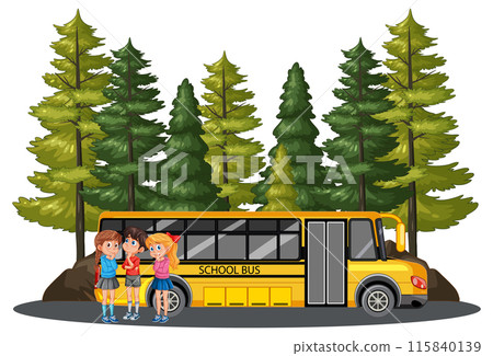 Children Waiting by School Bus Children Waiting by School Bus 115840139