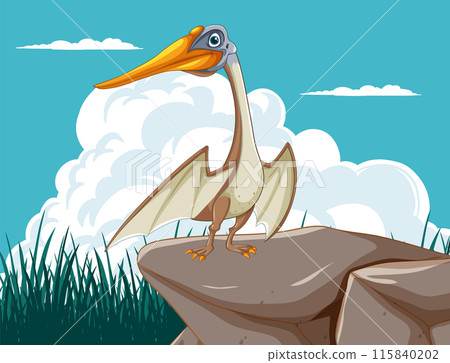 Pterodactyl on Rocky Cliff 115840202