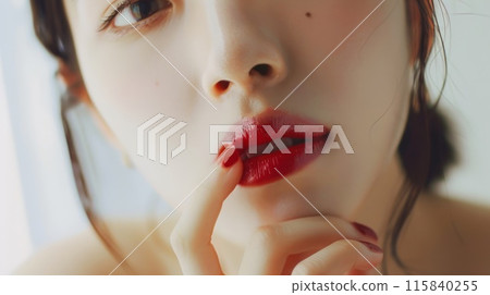 Bright red lips Bright red lips 115840255