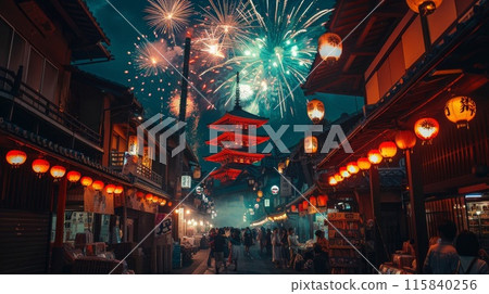 Scenery of fireworks display 115840256