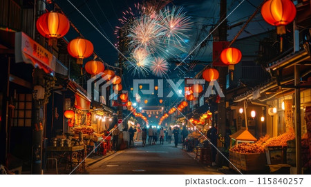 Scenery of fireworks display 115840257