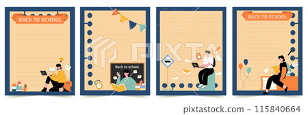 Creative Back to School Template Design with Modern Illustrations for Educational and Academic Use. vector Illustration 115840664
