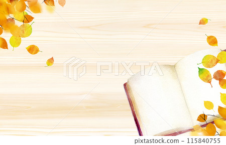 Autumn frame: Reading and fallen leaves 115840755