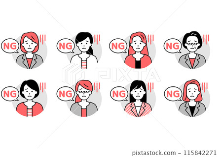 Suit woman upper body icon set (NG) Suit woman upper body icon set (NG) 115842271