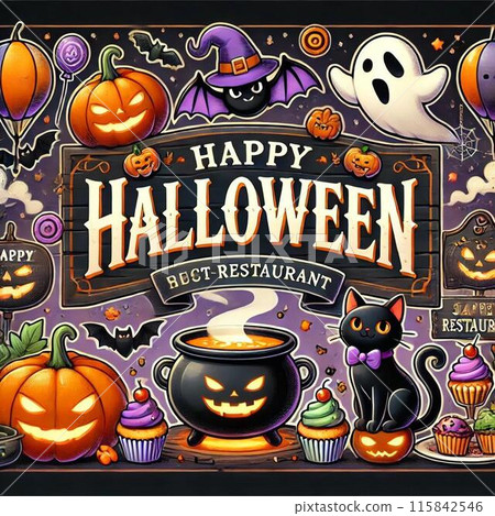 萬聖節餐廳標誌-時尚有趣的設計 萬聖節餐廳標誌-時尚有趣的設計 115842546