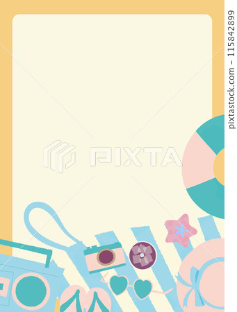 Emotional, cute, retro beach goods vertical frame Emotional, cute, retro beach goods vertical frame 115842899