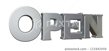 3DCG three-dimensional letters "Open/Opening Commemoration" Silver, Silver 115842939