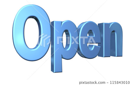 3DCG three-dimensional letters "Open/Opening Commemoration" Blue, Blue 115843010