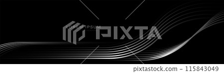 Abstract background with black and white geometric curved lines. Modern minimal trendy lines pattern horizontal. Vector illustration 115843049