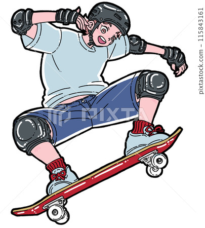 男孩在滑板上跳躍 男孩在滑板上跳躍 115843161