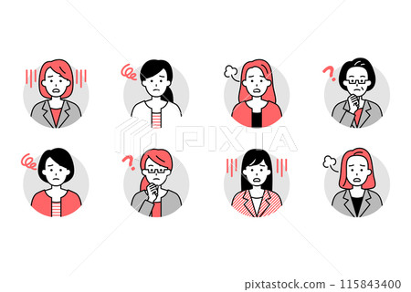 Suit woman upper body icon set (negative) 115843400