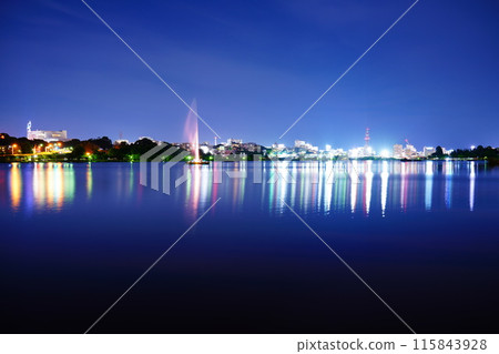Night view of Mito City, Ibaraki Prefecture taken from Lake Senba 115843928