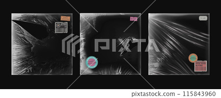 Torn plastic film covers set for music album 115843960