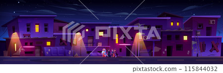 Night ghetto city street and children on Halloween 115844032