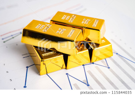 Gold bar on graph static, finance and economy. 115844035