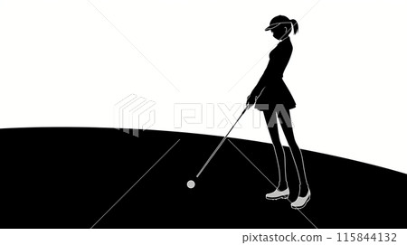 打高爾夫球的女人的剪影 11 115844132