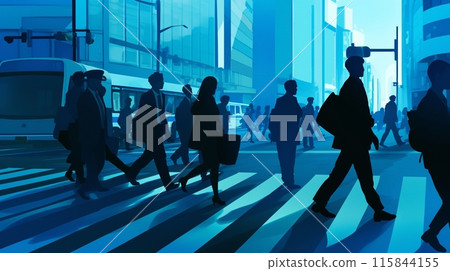 商務人士穿越十字路口、通勤的剪影 3 115844155