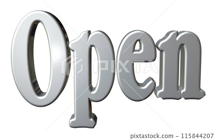 3DCG three-dimensional letters "Open/Opening Commemoration" Silver, Silver 115844207