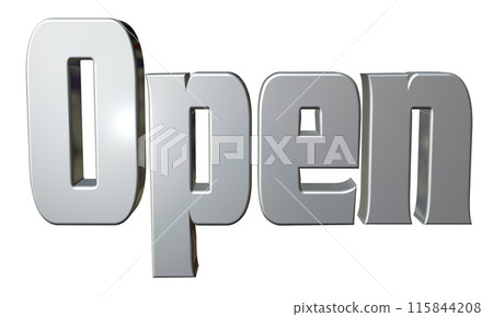 3DCG three-dimensional letters "Open/Opening Commemoration" Silver, Silver 3DCG three-dimensional letters "Open/Opening Commemoration" Silver, Silver 115844208
