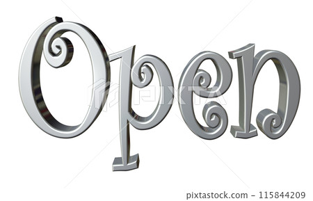 3DCG three-dimensional letters "Open/Opening Commemoration" Silver, Silver 115844209