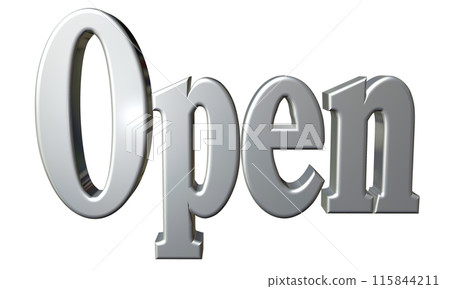 3DCG three-dimensional letters "Open/Opening Commemoration" Silver, Silver 115844211