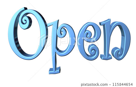3DCG three-dimensional letters "Open/Opening Commemoration" Blue, Blue 115844654