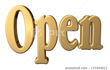 3DCG three-dimensional letters "Open/Opening Commemoration" Gold 3DCG three-dimensional letters "Open/Opening Commemoration" Gold 115844822