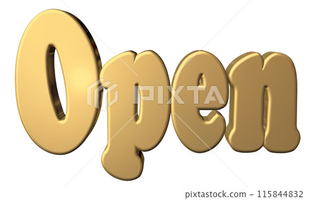 3DCG three-dimensional letters "Open/Opening Commemoration" Gold 3DCG three-dimensional letters "Open/Opening Commemoration" Gold 115844832