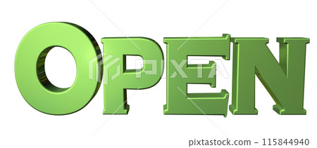 3DCG three-dimensional letters "Open/Opening Commemoration" Green, Green 115844940