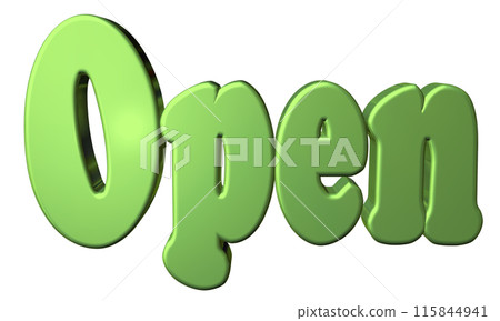 3DCG three-dimensional letters "Open/Opening Commemoration" Green, Green 3DCG three-dimensional letters "Open/Opening Commemoration" Green, Green 115844941