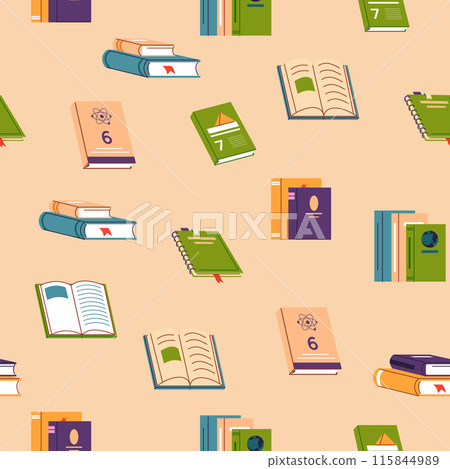 Seamless Books Pattern Vector Illustration 115844989