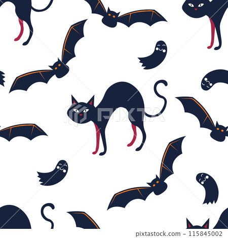 Halloween Cats and Bats Pattern 115845002