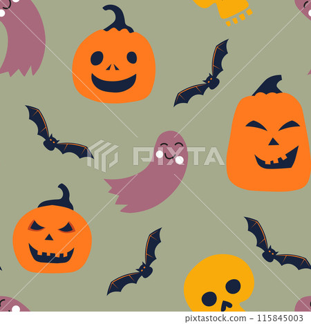 Halloween Characters Seamless Pattern Vector Halloween Characters Seamless Pattern Vector 115845003
