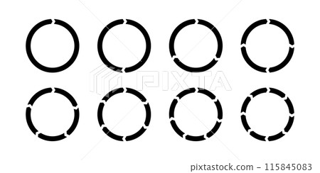 Rotation arrows in circular motion. Circle arrow combinations. Set of circular infographics. Graphic diagram. Design element. Vector illustration isolated on white background 115845083