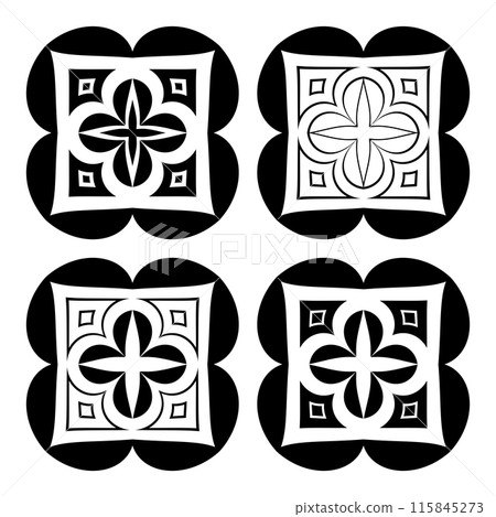 Abstract Cross Icons. Black and White Design Elements Set. 115845273