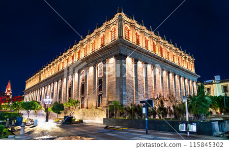 Teatro Degollado, a neoclassical Mexican theater in Guadalajara, Mexico at sunset 115845302