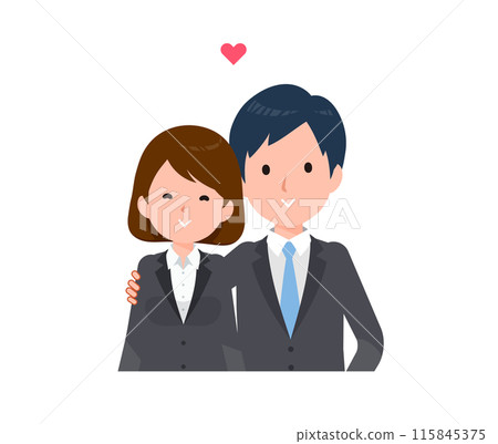 Business people in suits, men and women. Two people hugging each other. 115845375