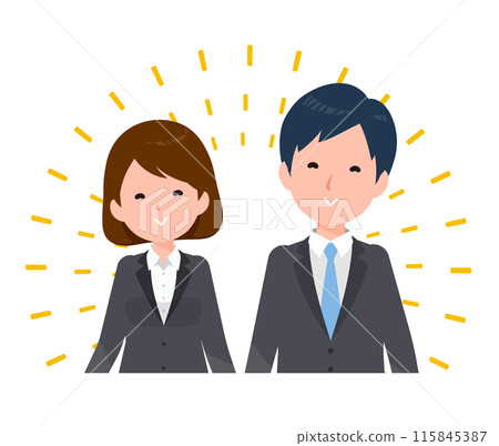 Business people men and women in suits. Peaceful and happy smiles. 115845387