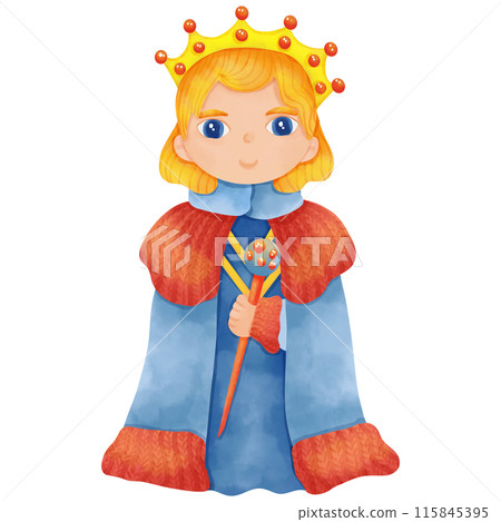 Hand drawn watercolor painting of a king Hand drawn watercolor painting of a king 115845395