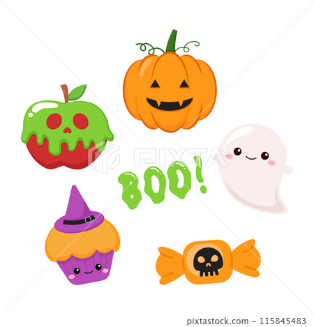 Cute Halloween pumpkin set clip art 115845483