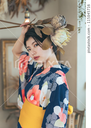 Portrait of a woman wearing a yukata Portrait of a woman wearing a yukata 115845716